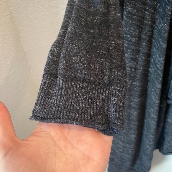 Zara Knit Dark Heathered Grey Open Front Waterfall Cardigan - Size M - EUC - Picture 6 of 9